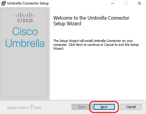 Screenshot - Umbrella Connector Setup Wizard - Step 1 - Welcome